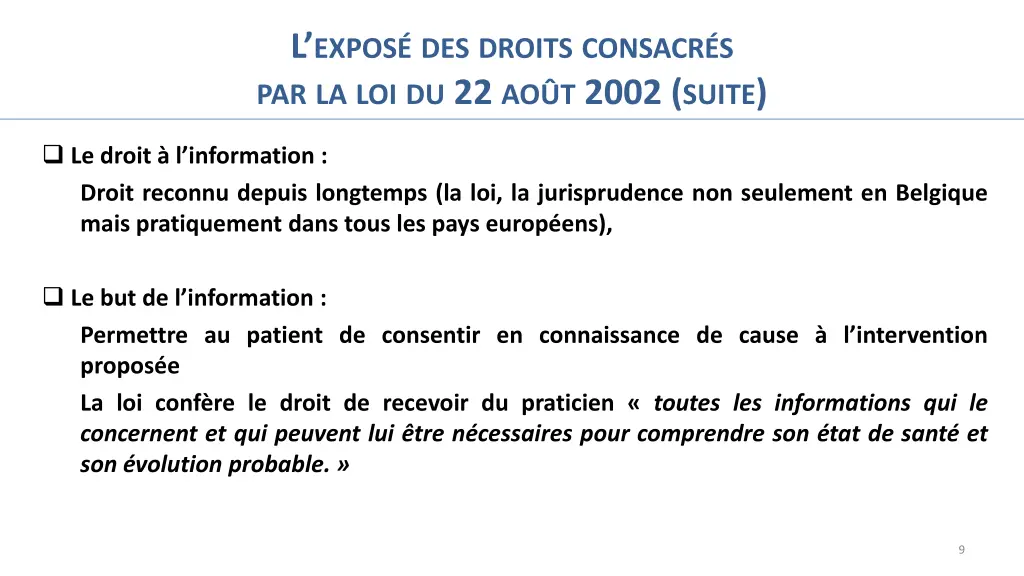 l expos des droits consacr