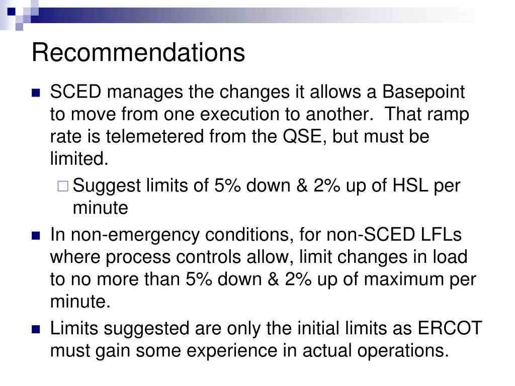 recommendations