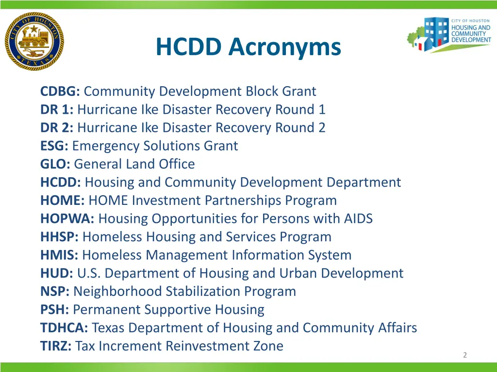 hcdd acronyms