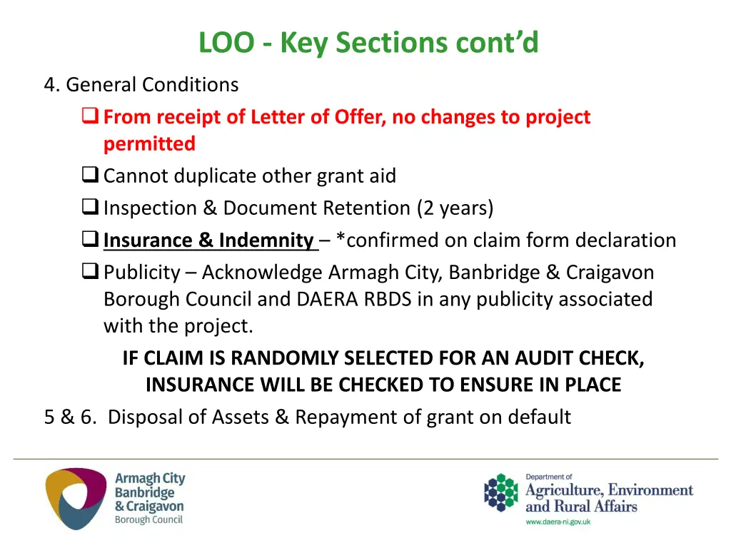 loo key sections cont d