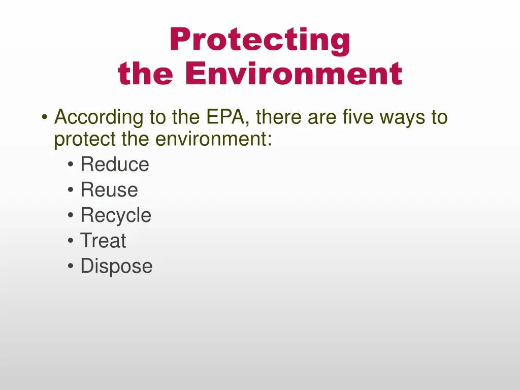 protecting the environment