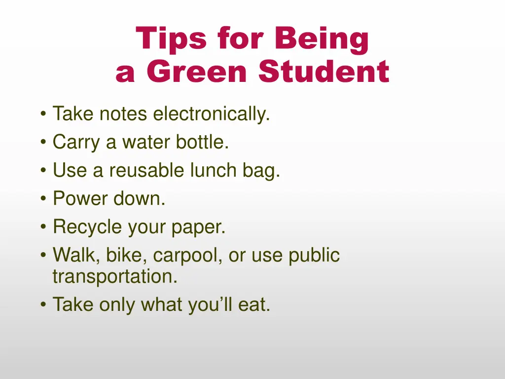 tips for being a green student