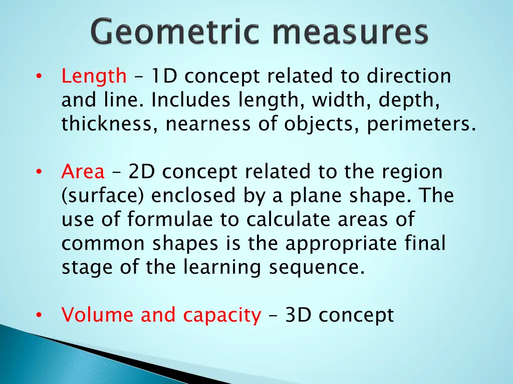 length 1d concept related to direction and line