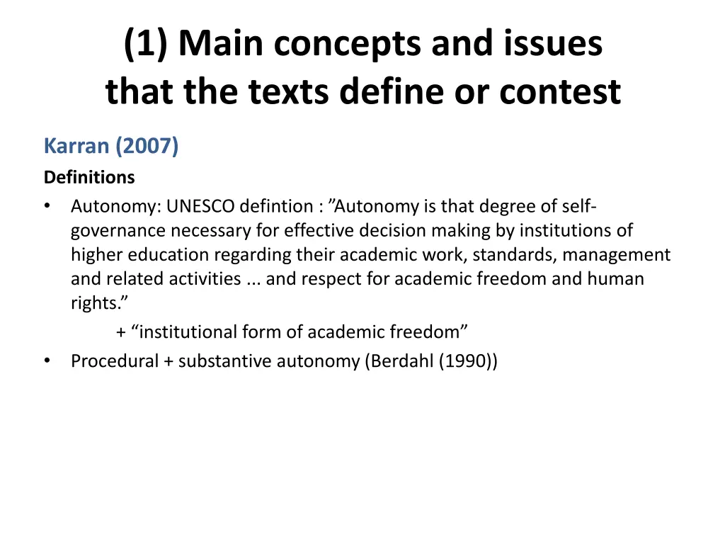 1 main concepts and issues that the texts define 2