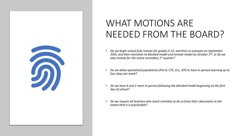 what motions are needed from the board