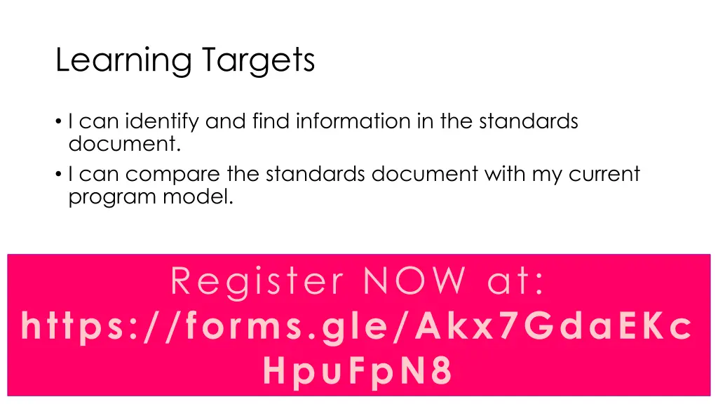 learning targets
