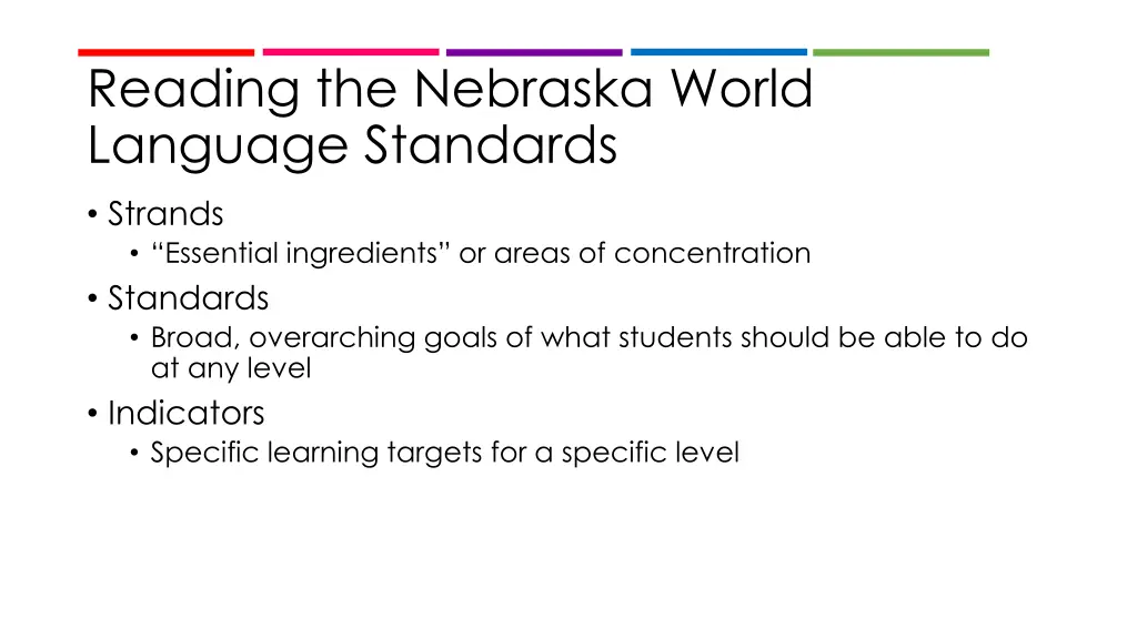 reading the nebraska world language standards