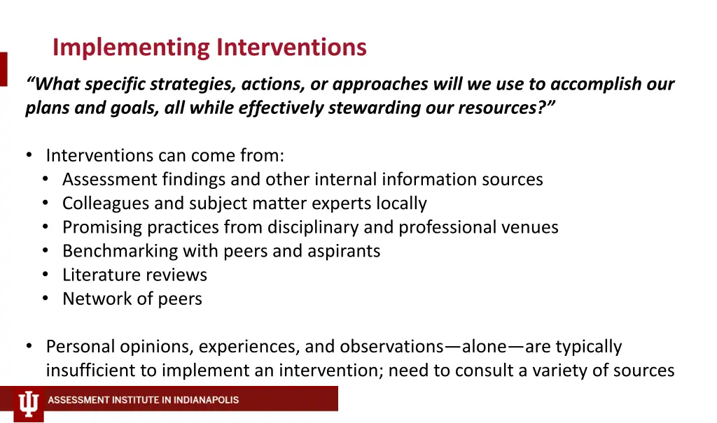 implementing interventions