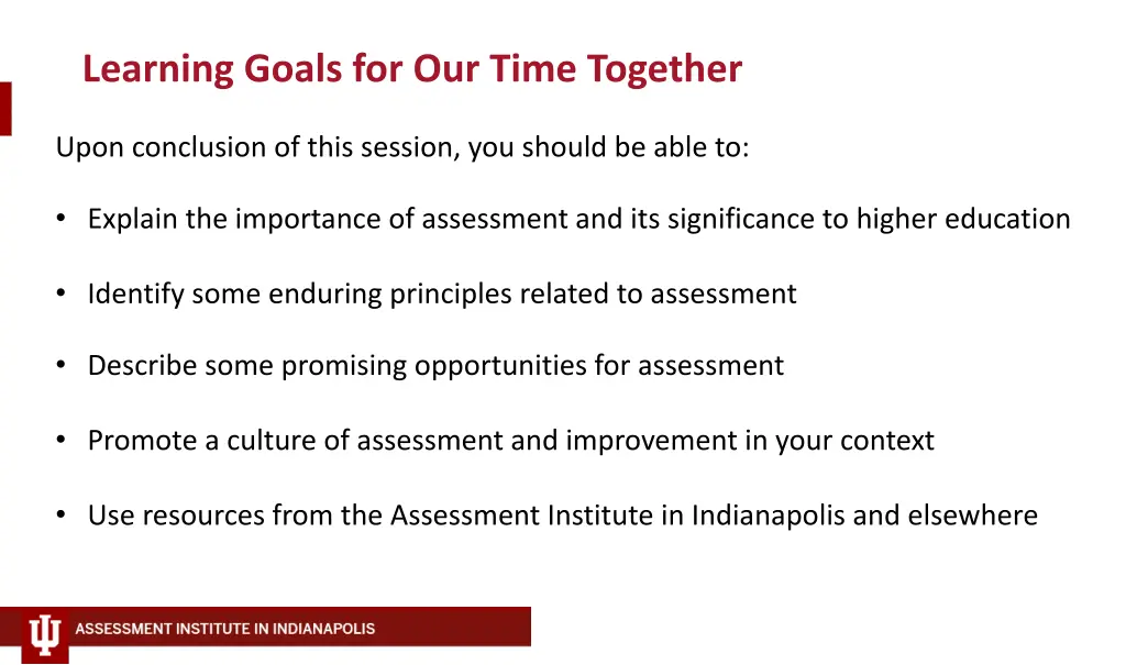 learning goals for our time together