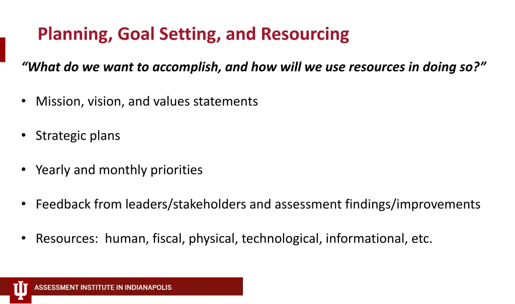 planning goal setting and resourcing