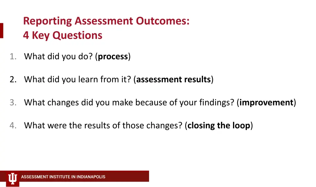 reporting assessment outcomes 4 key questions