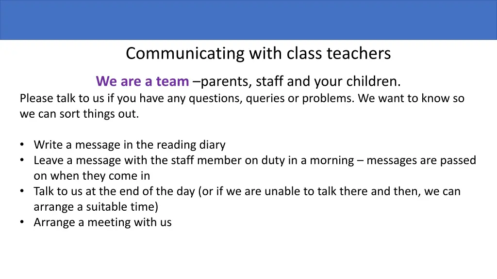 communicating with class teachers