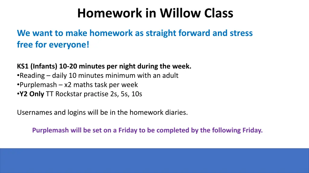 homework in willow class