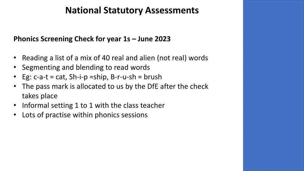 national statutory assessments