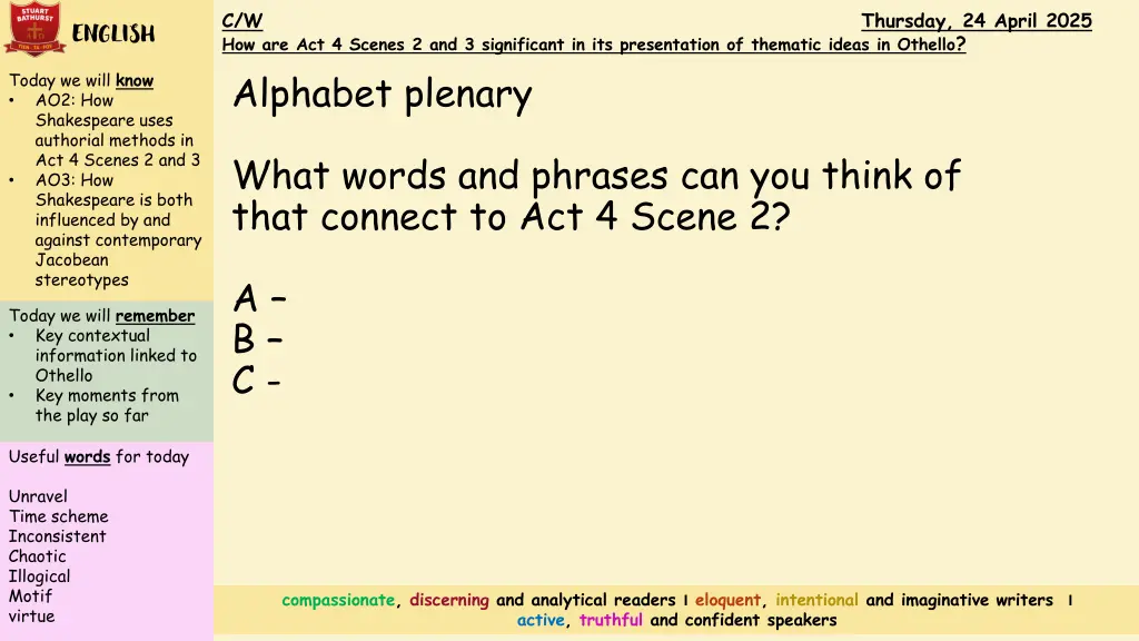 c w thursday 24 april 2025 how are act 4 scenes 4