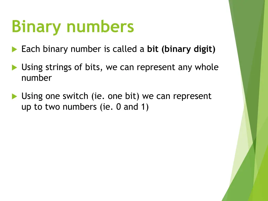 binary numbers 1