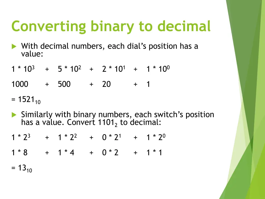converting binary to decimal