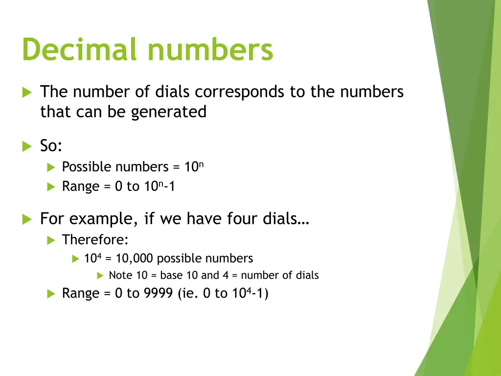 decimal numbers 1