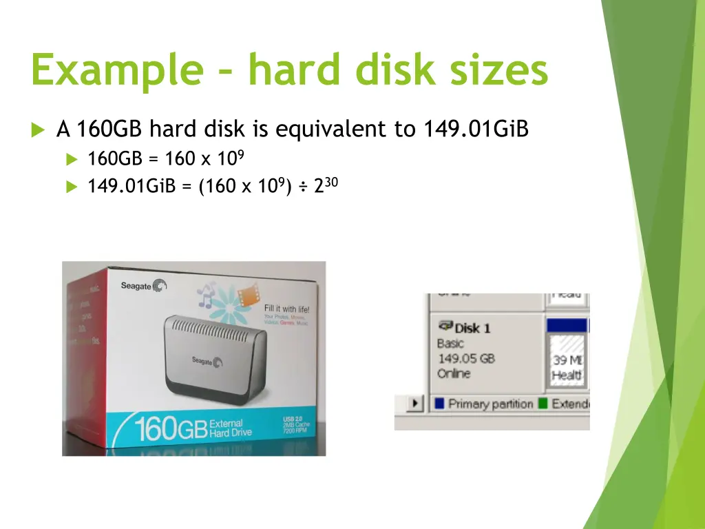 example hard disk sizes