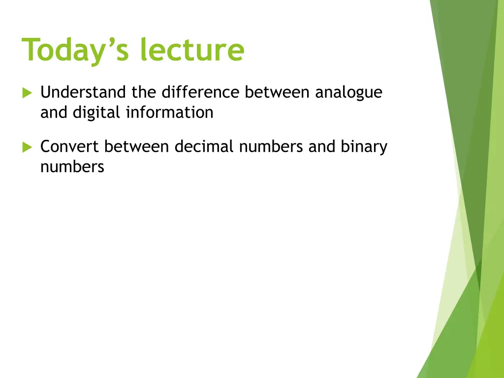 today s lecture