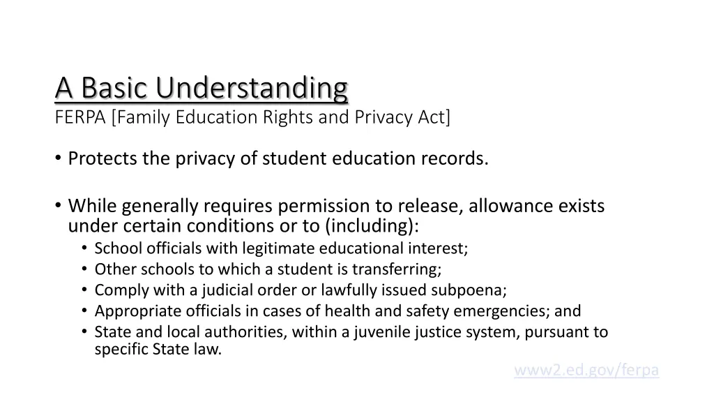 a basic understanding ferpa family education