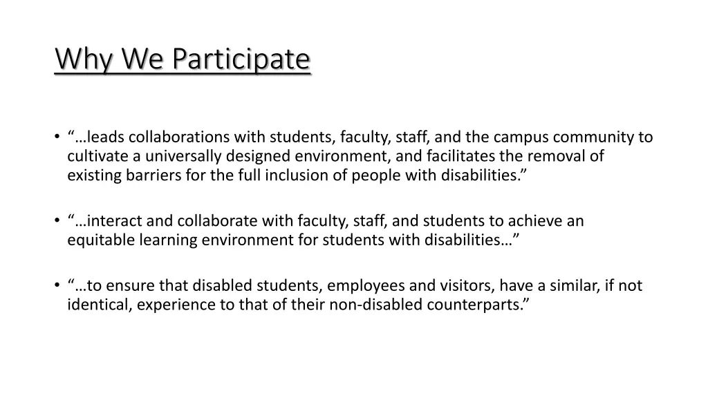 why we participate