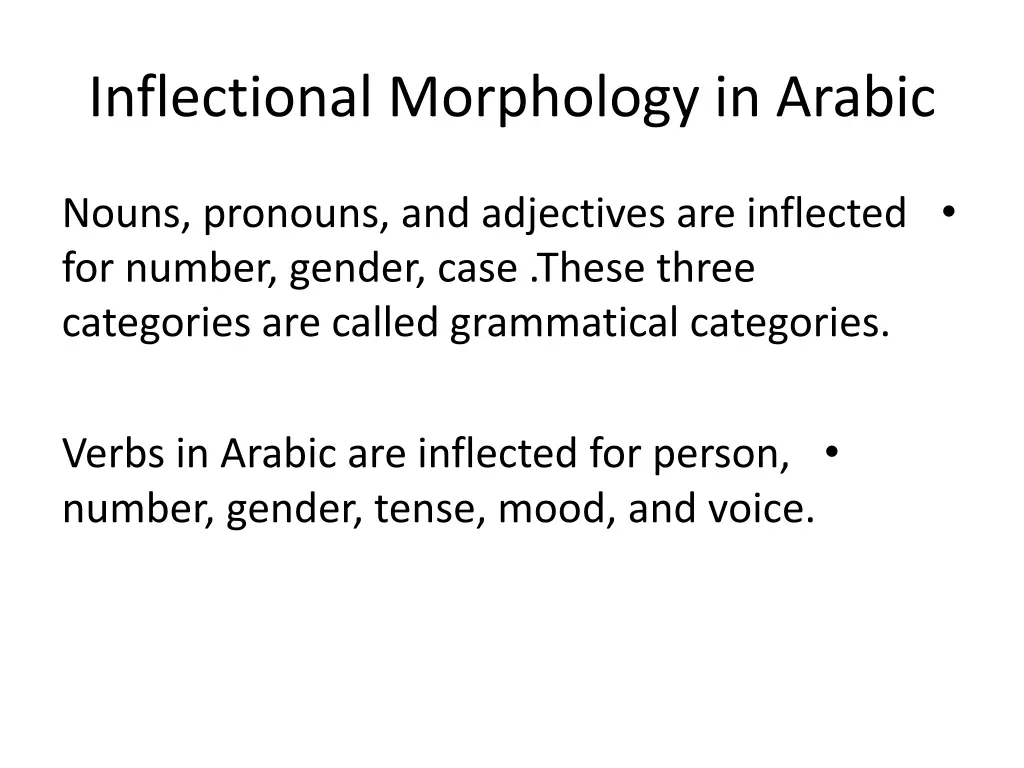 inflectional morphology in arabic