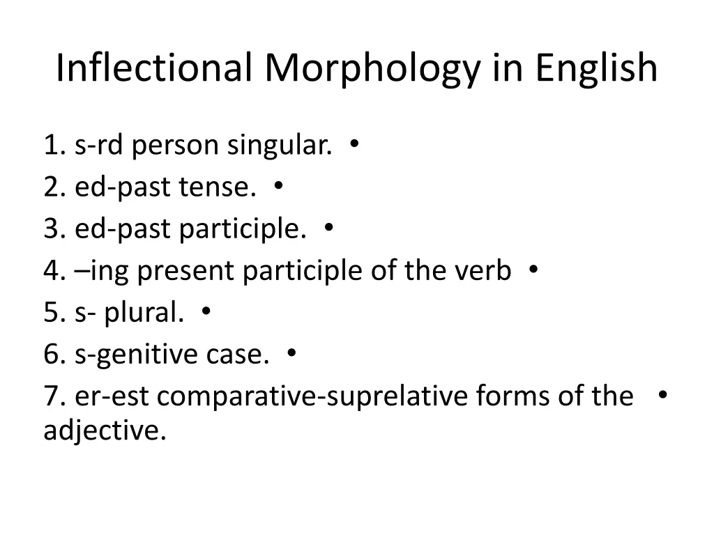 inflectional morphology in english