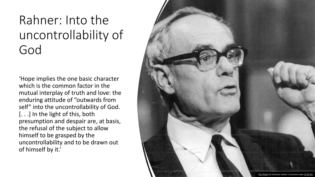 rahner into the uncontrollability of god