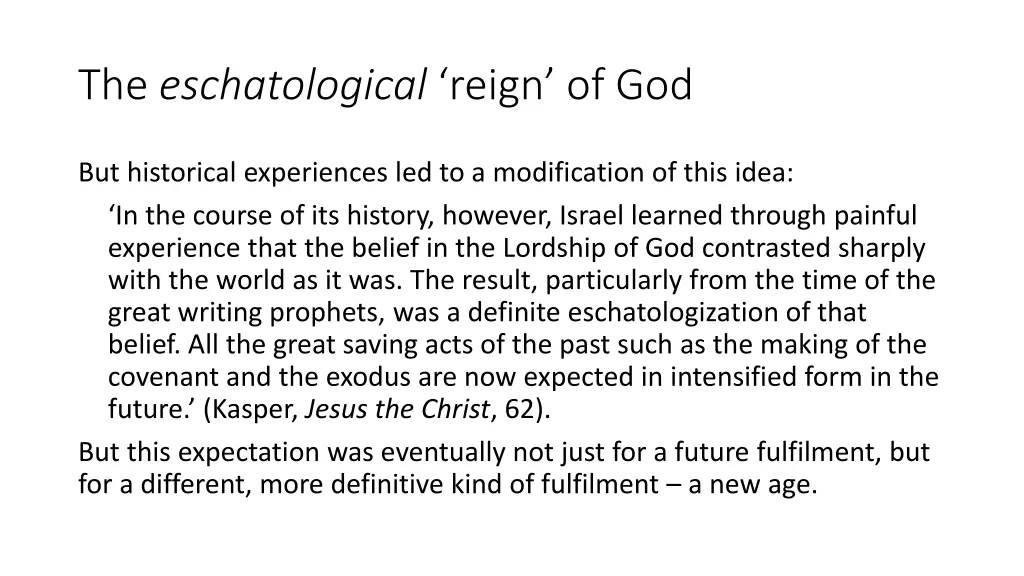 the eschatological reign of god 1