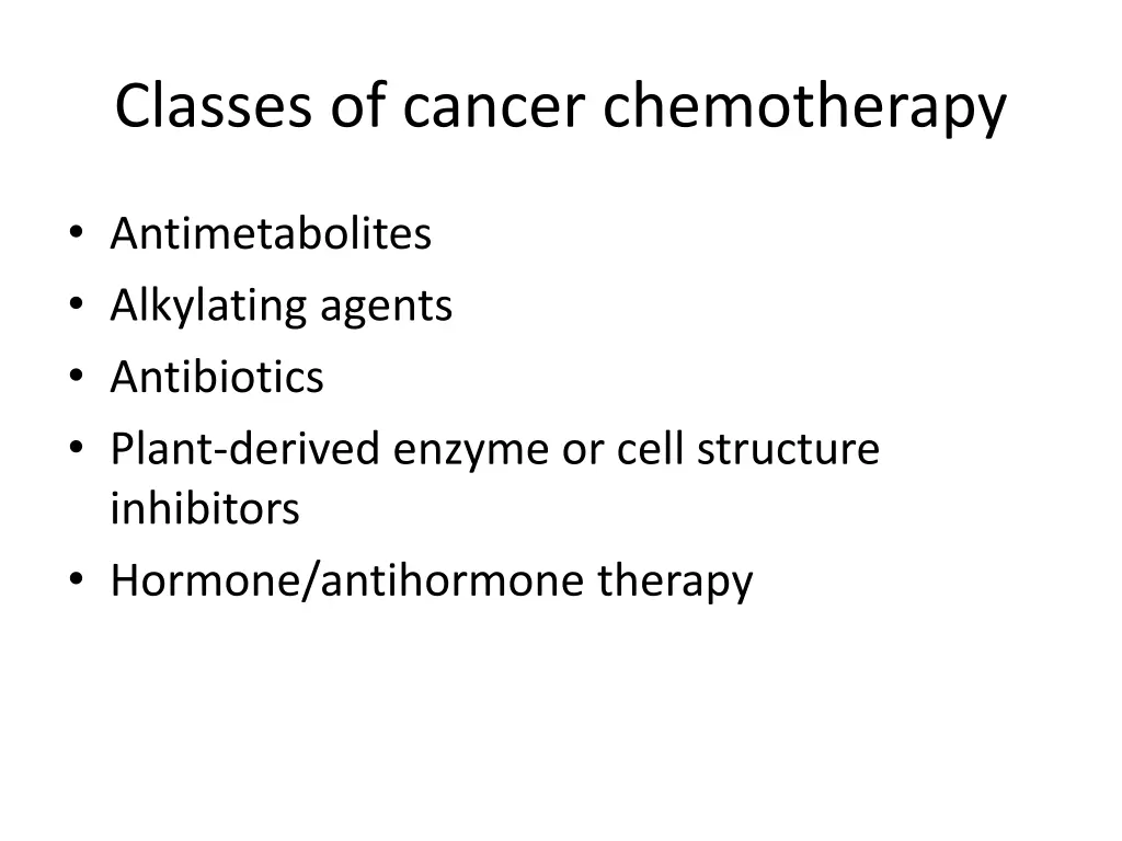 classes of cancer chemotherapy