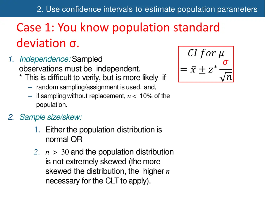 2 use confidence intervals to estimate population 2