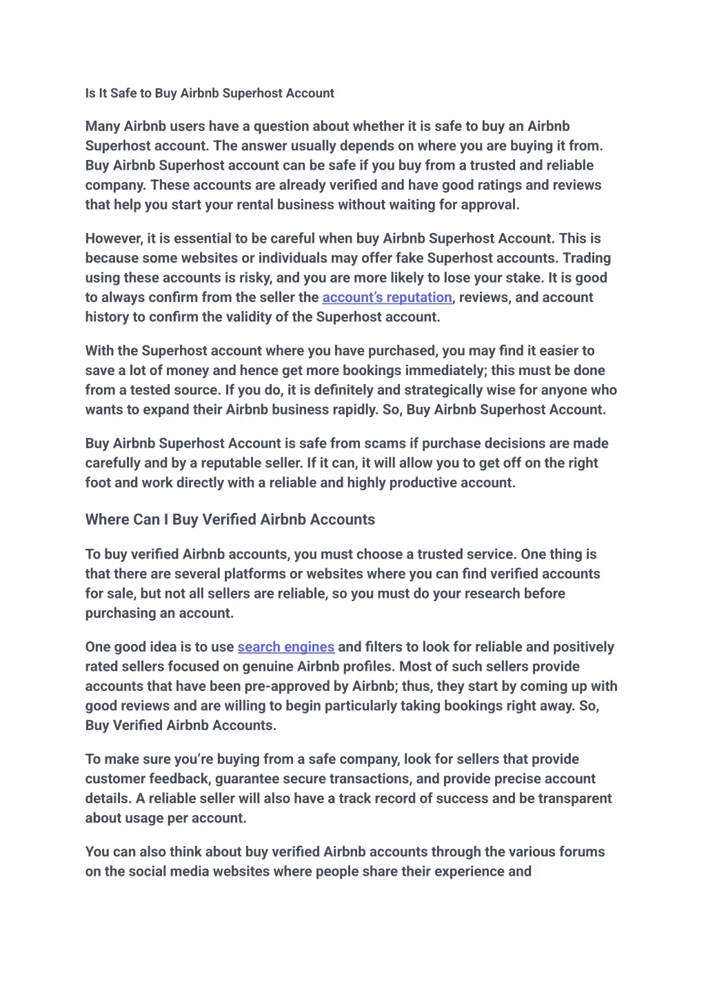 is it safe to buy airbnb superhost account