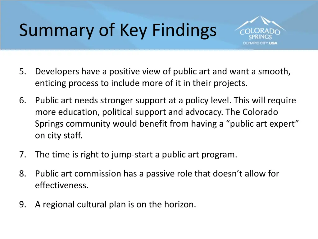 summary of key findings 1