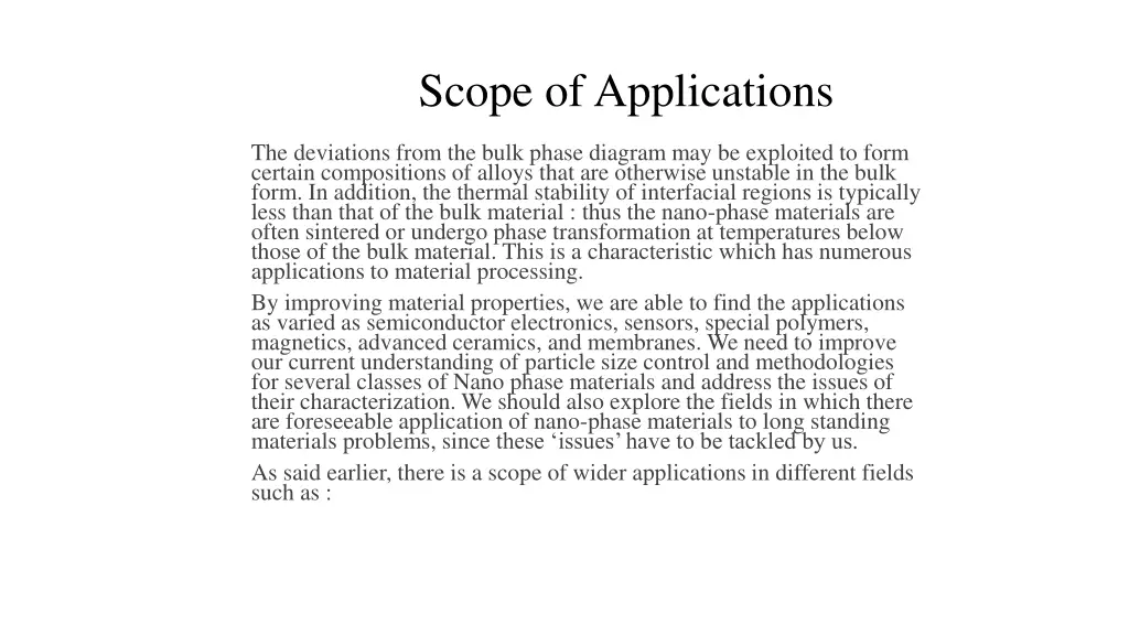 scope of applications