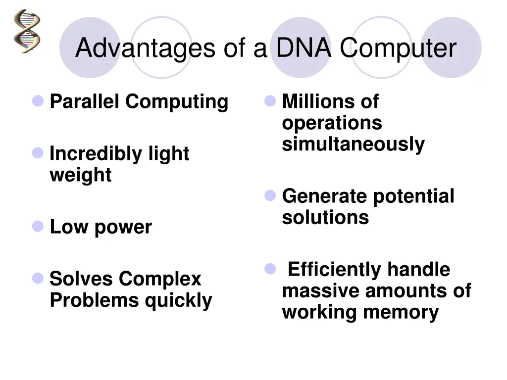 advantages of a dna computer