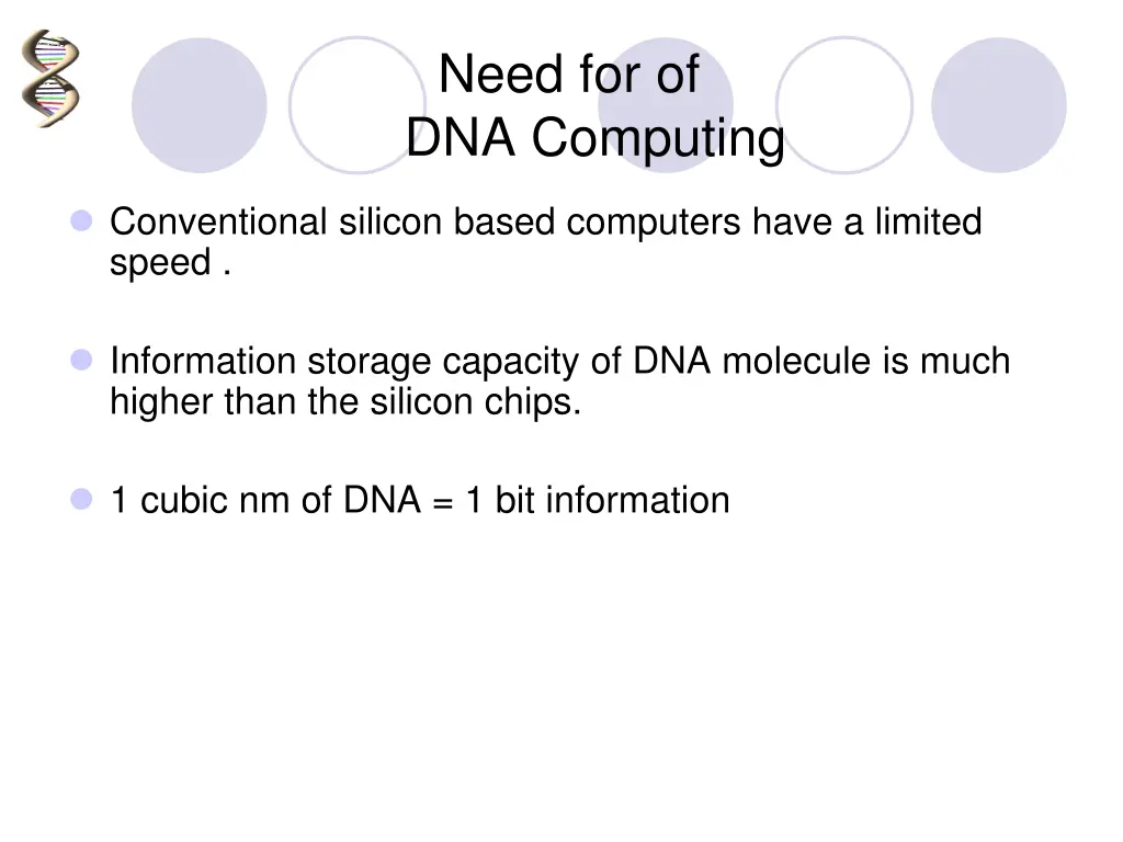 need for of dna computing