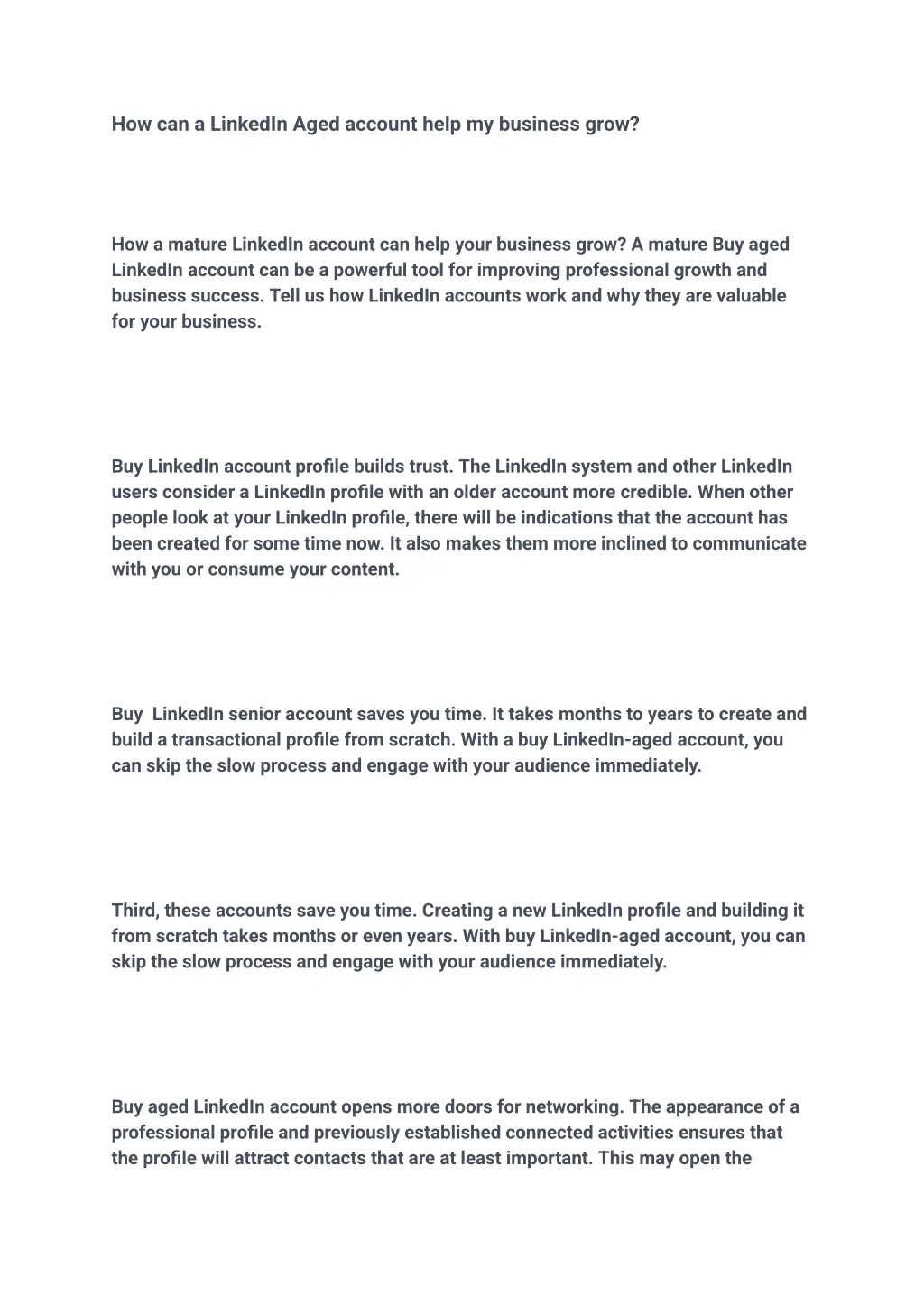 how can a linkedin aged account help my business