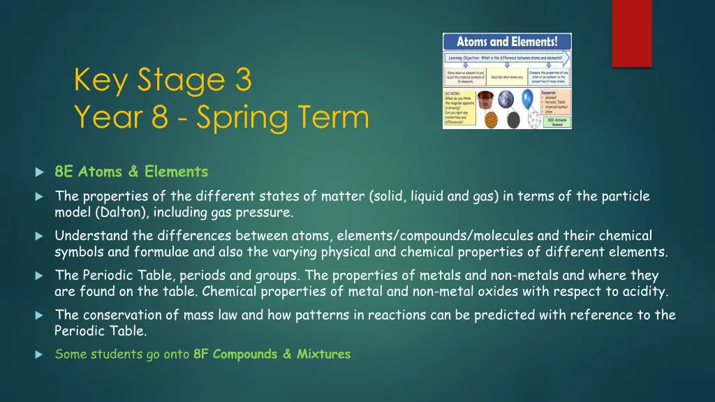 key stage 3 year 8 spring term