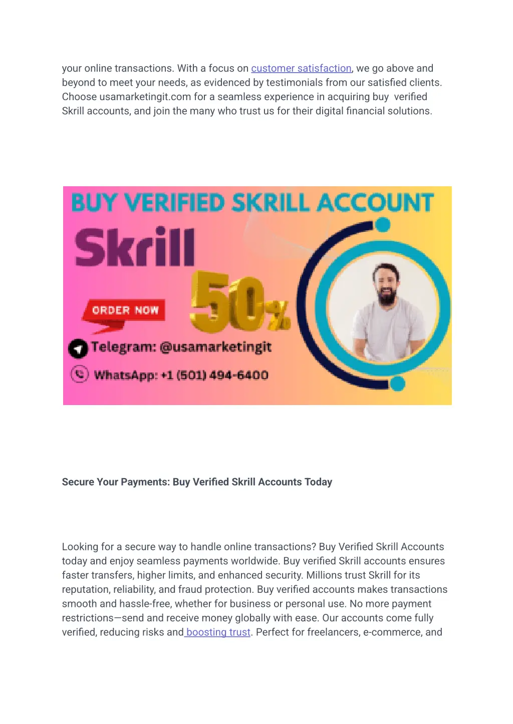 your online transactions with a focus on customer