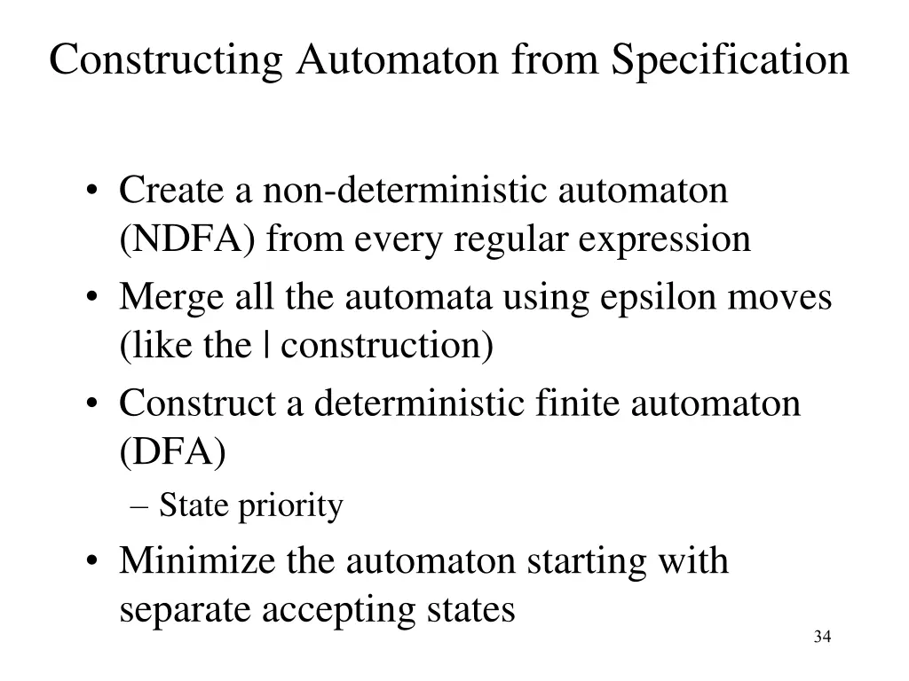 constructing automaton from specification