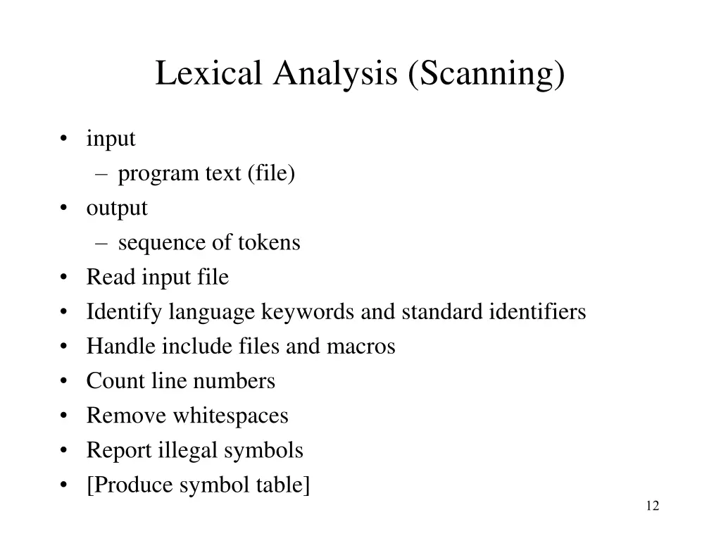 lexical analysis scanning