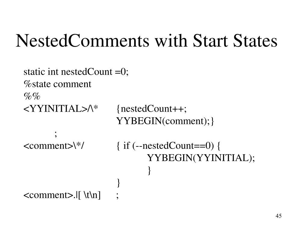 nestedcomments with start states
