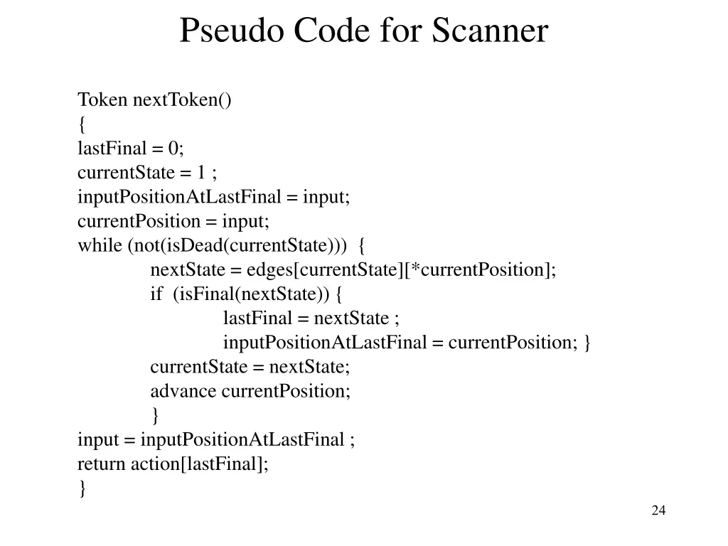 pseudo code for scanner
