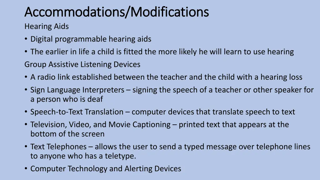 accommodations modifications accommodations