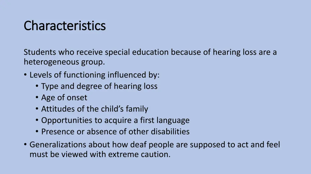 characteristics characteristics