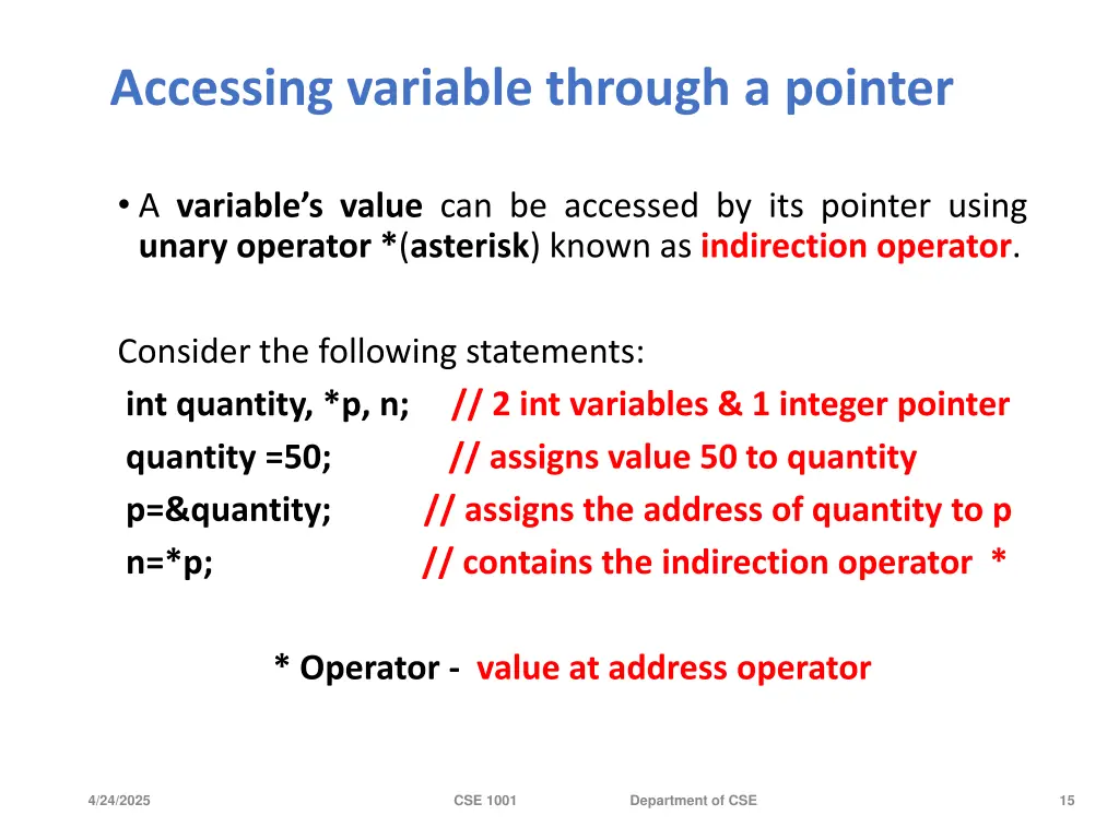 accessing variable through a pointer