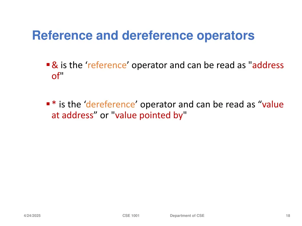 reference and dereference operators
