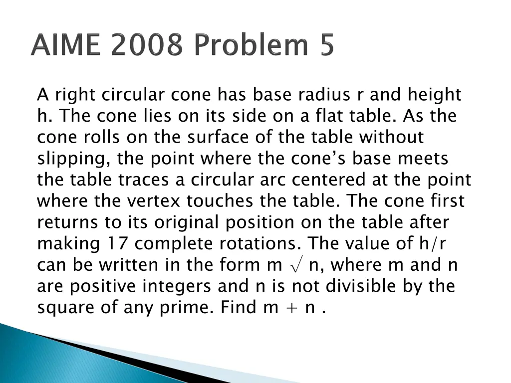 a right circular cone has base radius