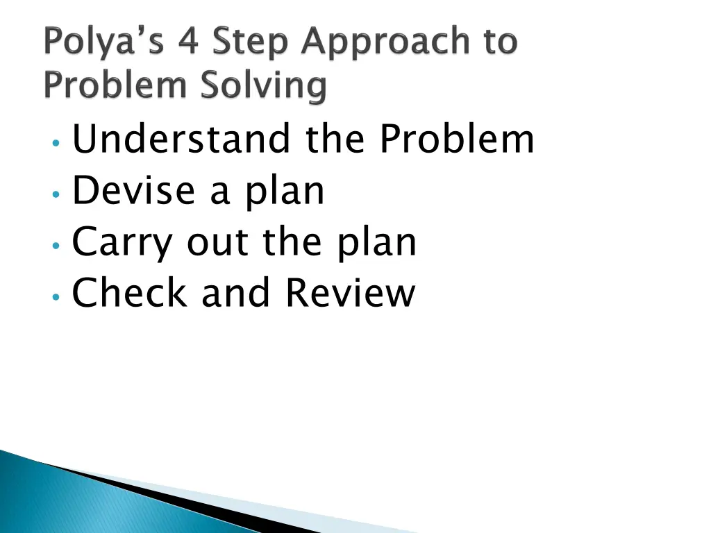 understand the problem devise a plan carry